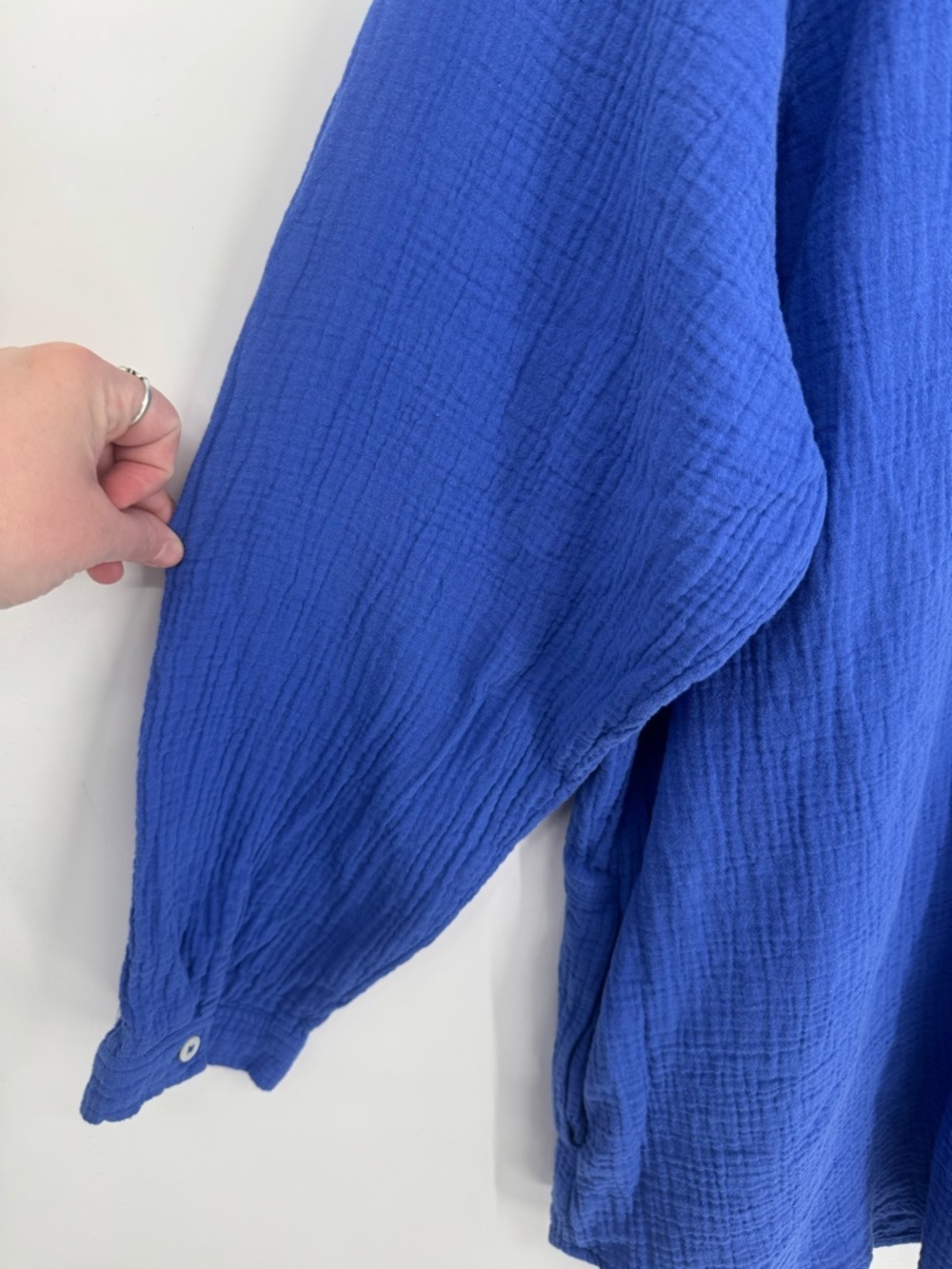 Soft Surroundings Women's Blue Gauze Button Down 100% Cotton Top Plus Size 3X - Picture 5 of 8